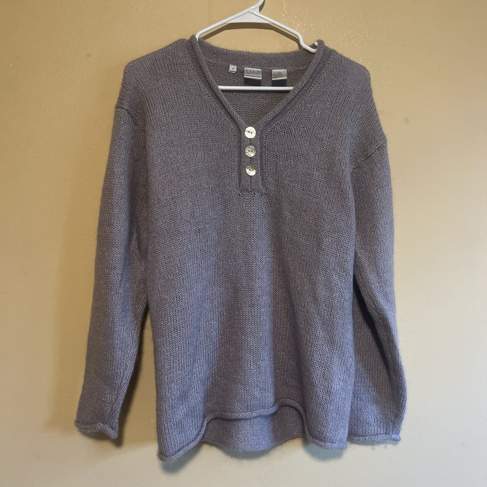Purple silk collections fairy core v-neck 3 button sweater Women’s Size S Mohair